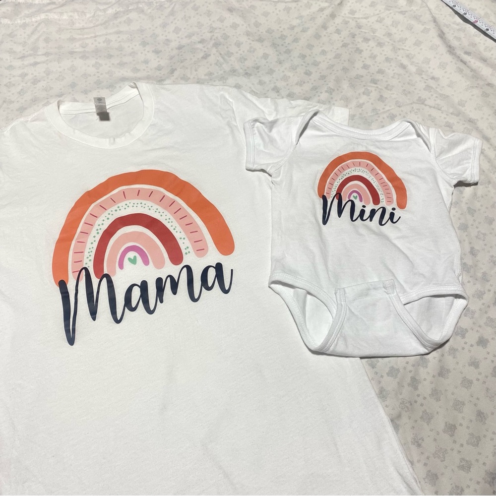 Mama and Mini Rainbow T-Shirt Set. 100% cotton